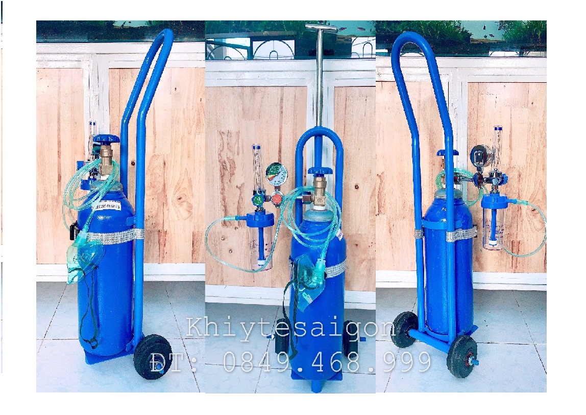 TRỌN BỘ BÌNH OXY Y TẾ 4 LÍT KÈM XE KÉO